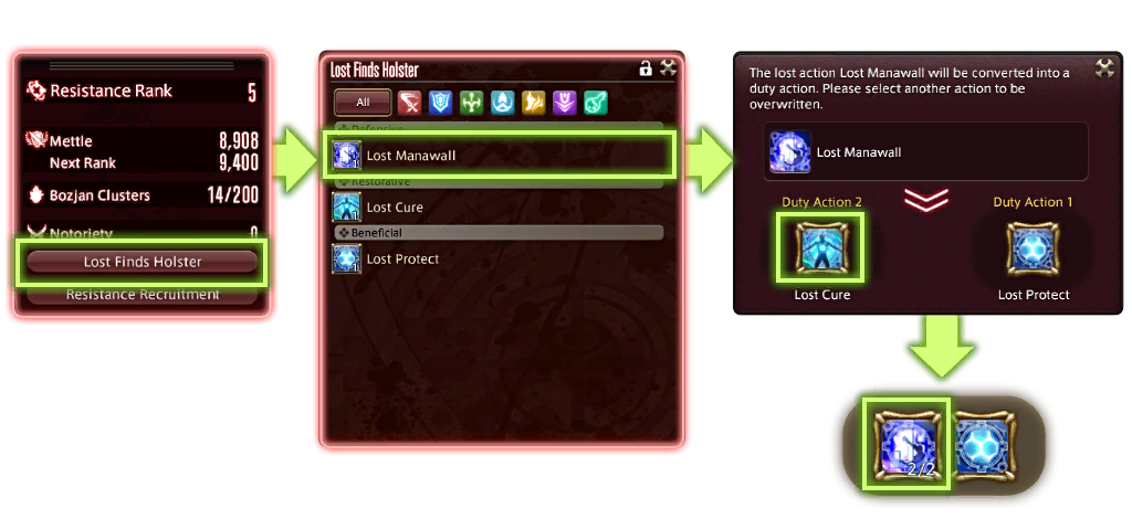 How to "pop" / slot an action